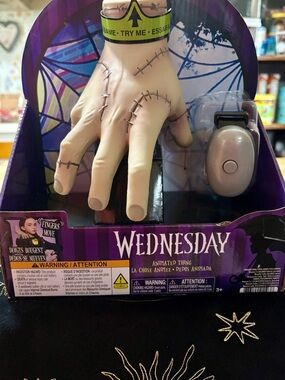 Wednesday Animated Thing Hand Prop - Pale Flesh with Stitches